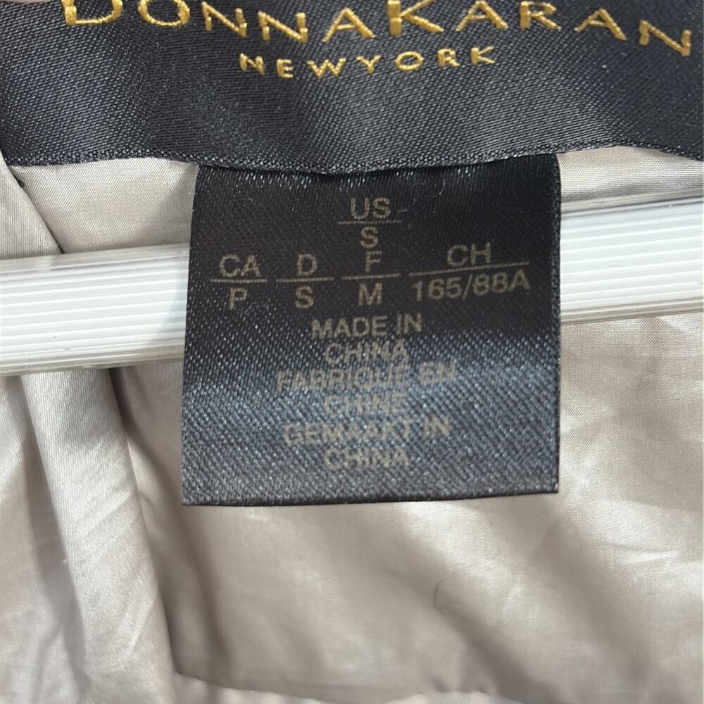 Donna Karan Women's Small Down Puffer Gold Jacket Asymmetric Zip Up CLEAN - Picture 6 of 12